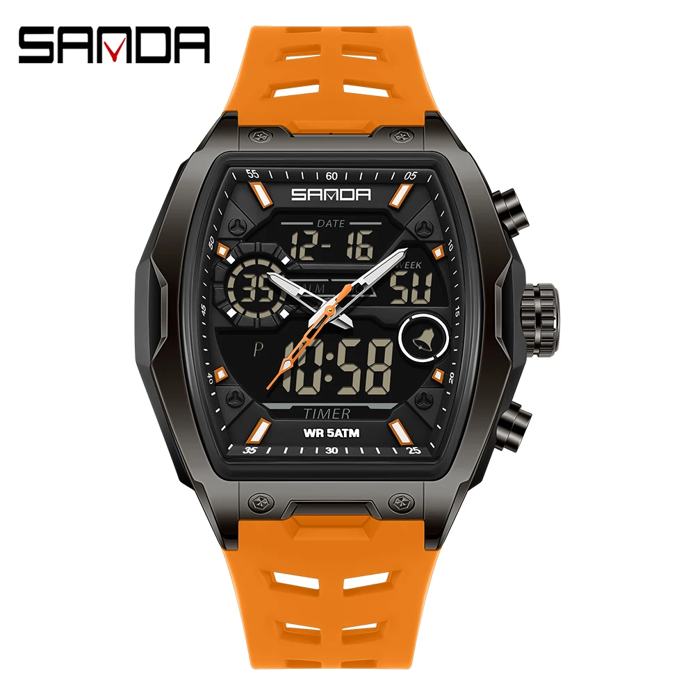 SANDA Dual Display Sports Chronograph LED Analog-Digital Military Watch