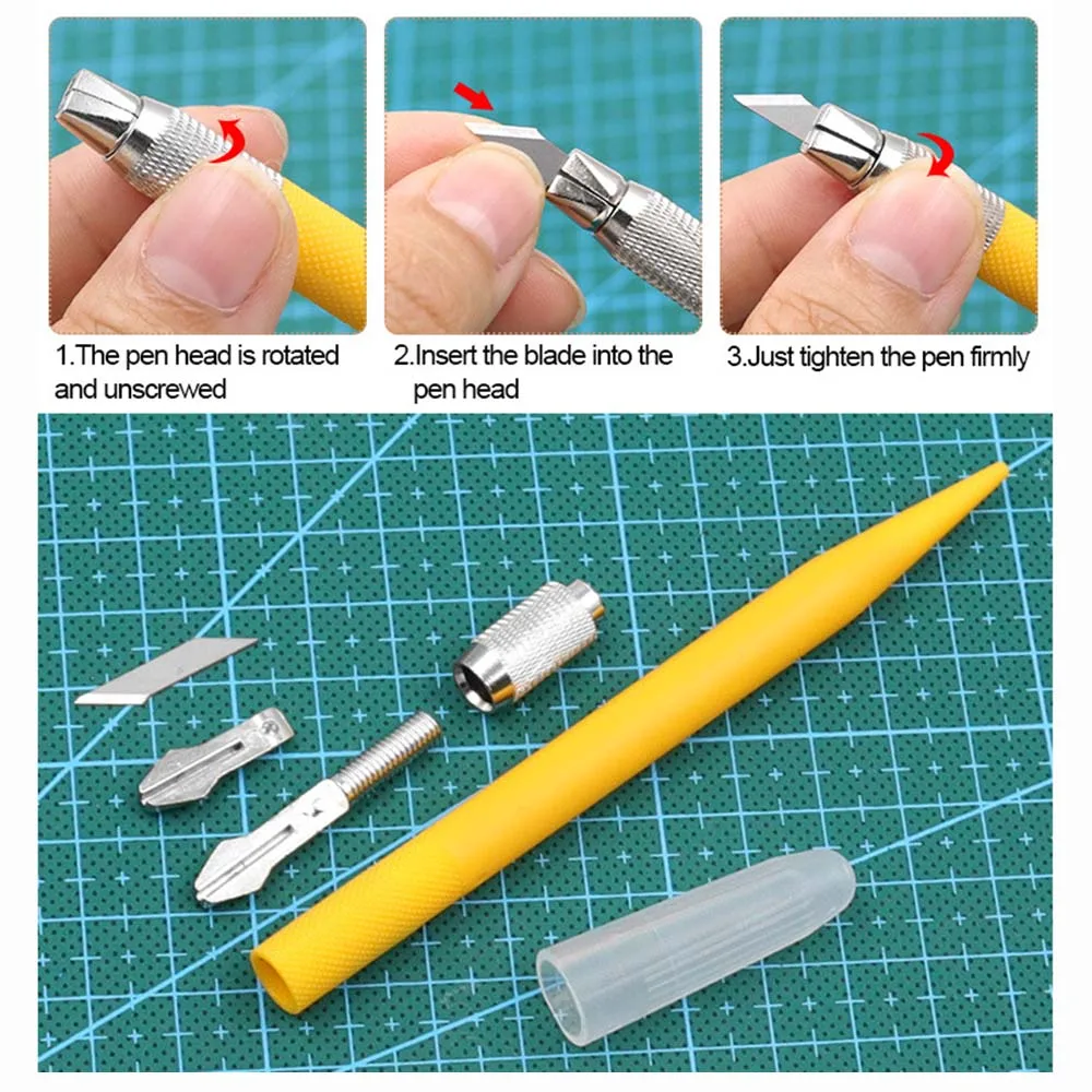 Carving Utility Knife With 12 Blade Scrapbooking Diy Hand Account Paper Cutter Art Cutter Engraving Tools Stationery Supplies