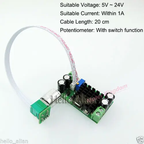 DC 5V 12V 24V 1A PWM DC Motor Speed Controller Regulator Switch For Fan Blower
