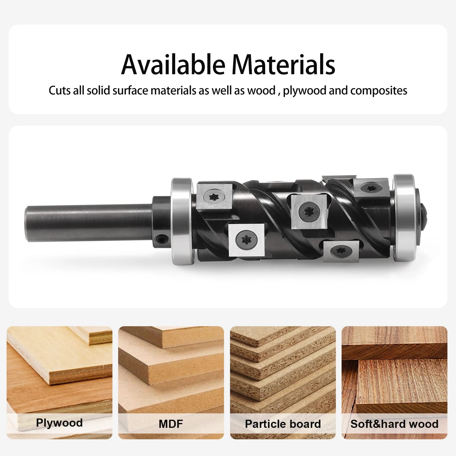 

12mm 12.7mm Insert Spiral Wood Trimming Router Bit Lager Cutting Diameter 65mm Milling Cutter for Wood CNC End Mill 12PCS Blade