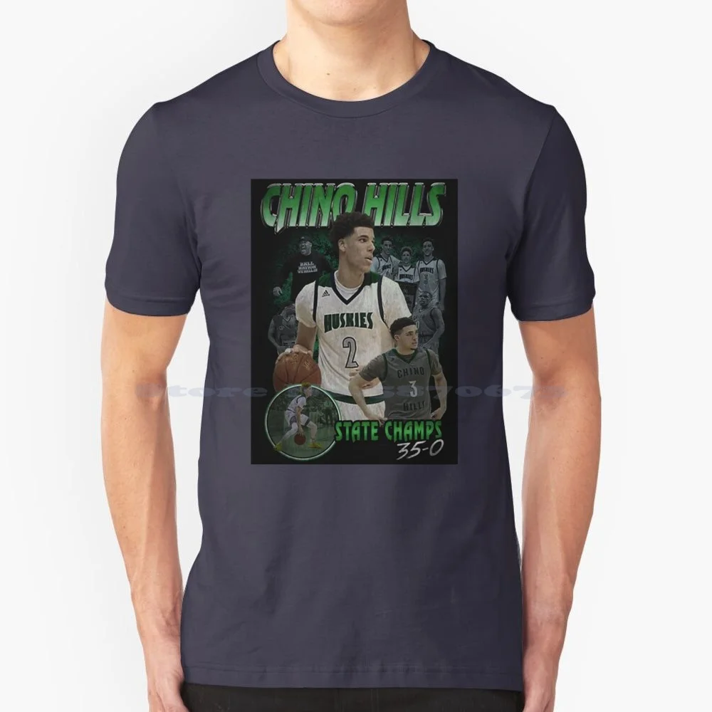 Chino Hills Basket-Lonzo Ball Lamelo Ball T Shirt 100% Cotone Tee Chino Hills Basket Lonzo Ball Lamelo Ball Zion