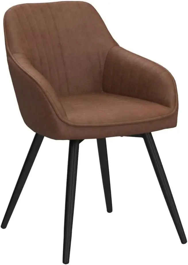 Faux Leather Accent Arm Chairs for Living Room / Upholstered Chair with Metal Legs Set of 2 for Home Kitchen