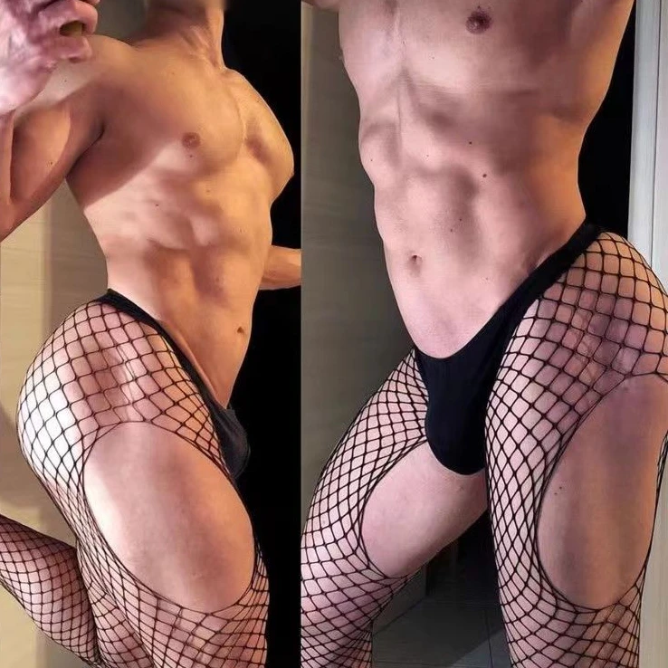 Men Stockings Pantyhose Crotchless Tights 1Pcs