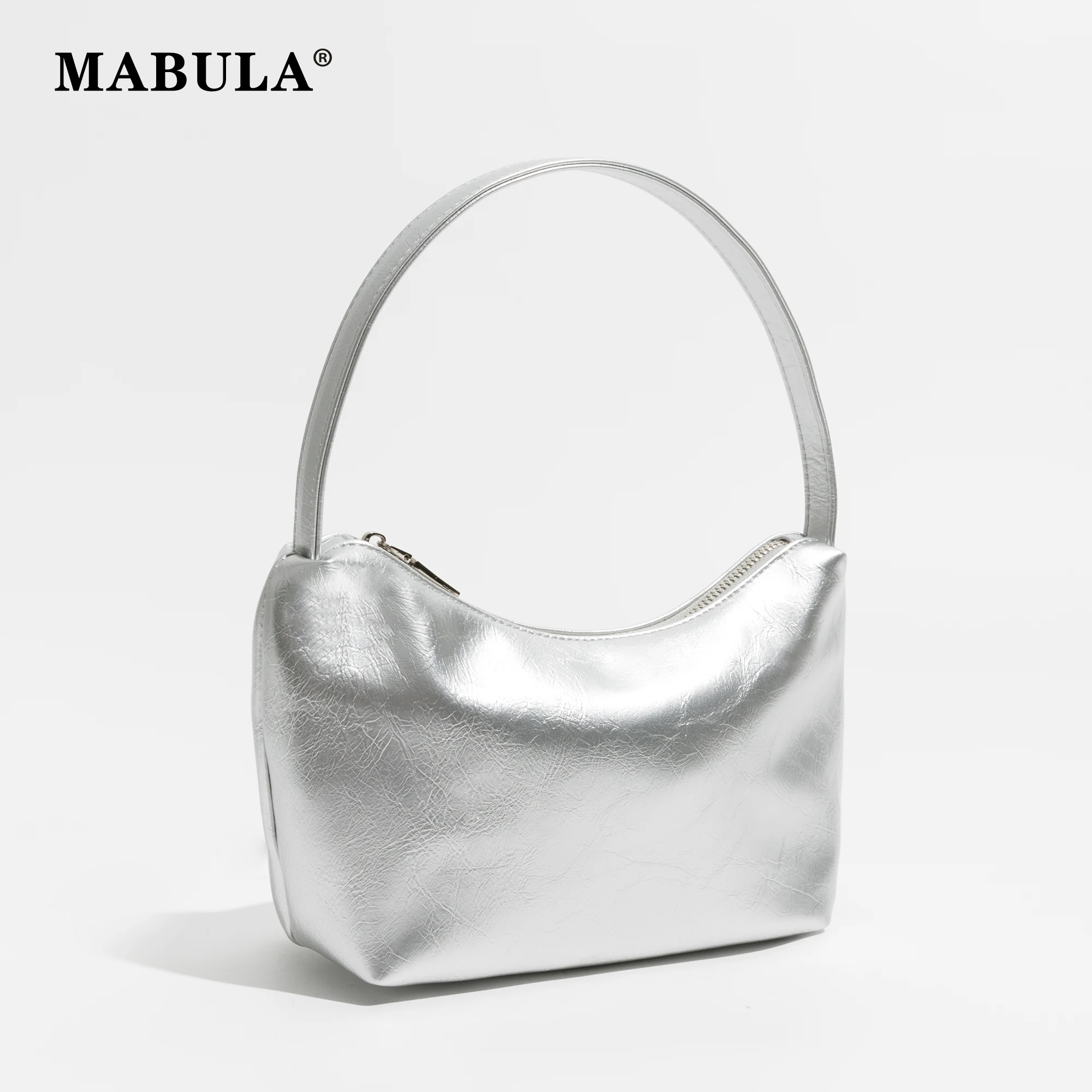 

MABULA Half Moon Fashion Women Underarm Shoulder Bags PU Leather Small Phone Purses Tote Bag Female Elegant Solid Color Handbag