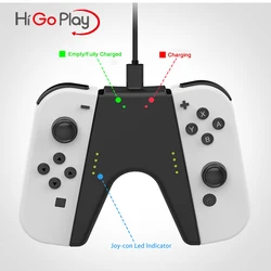 HIGOPLAY 2 in 1 V Shaped Charging Grip with Type-C Port USB Charger For Nintendo Switch Oled Joycon Controller Game Grip Bracke