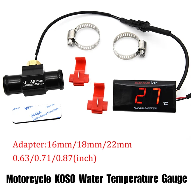 Thermomètre Numérique pour Moto, et 18mm/22mm Adapter