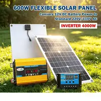 Kit solaire autonome 4KW avec onduleur à onde sinusoïdale pure, régulateur MPPT 100A et faisceau de câblage complet pour les besoins d'alimentation domestique et de camping-car 1