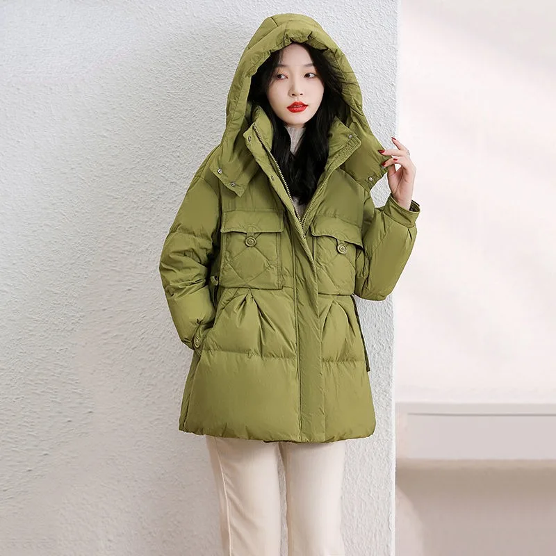 2023 New Women Down Jacket Winter Coat Female Short Parkas Loose Thick Warm Outwear Hooded Leisure Time Versatile Overcoat