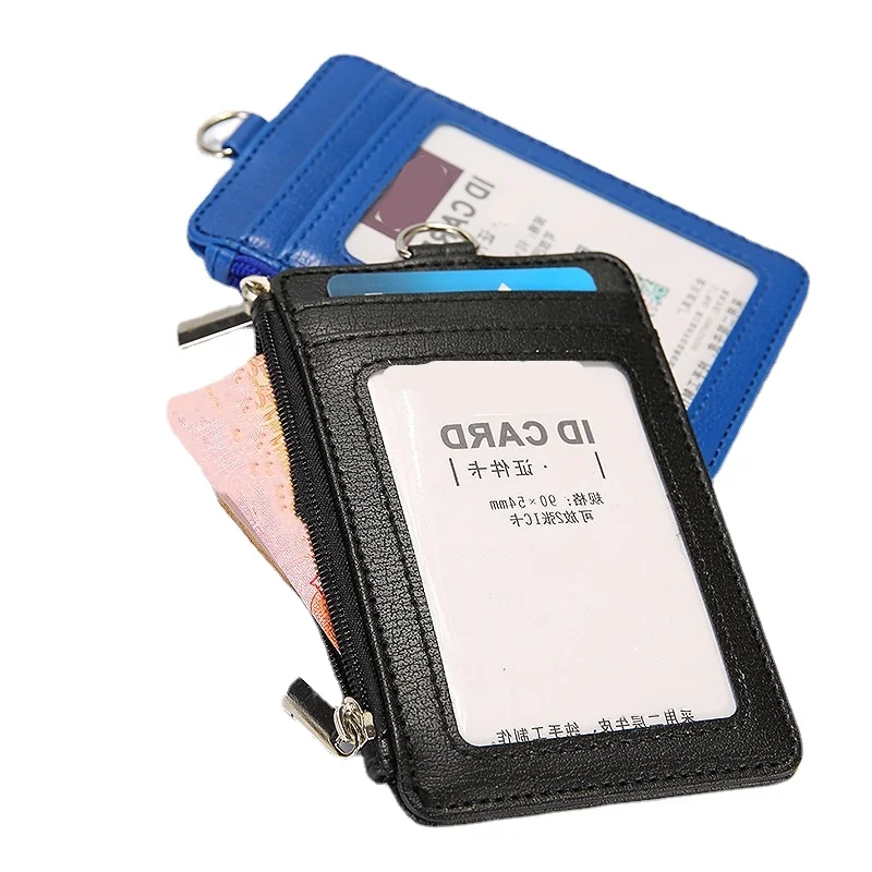 

1set PU Leather ID Tag Working Permit Case Wallet Name Badge Holder Staff Employees Pass Work Card Cover Bag Zipper Wallet Purse