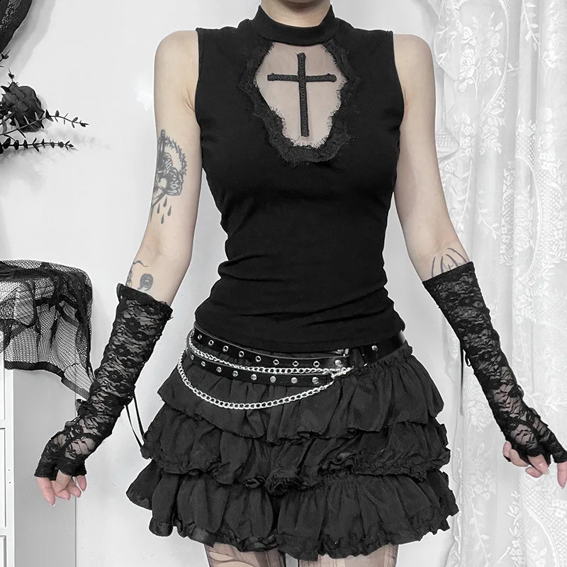 トップス andwang cross lace tanktop black Cross lace tanktop