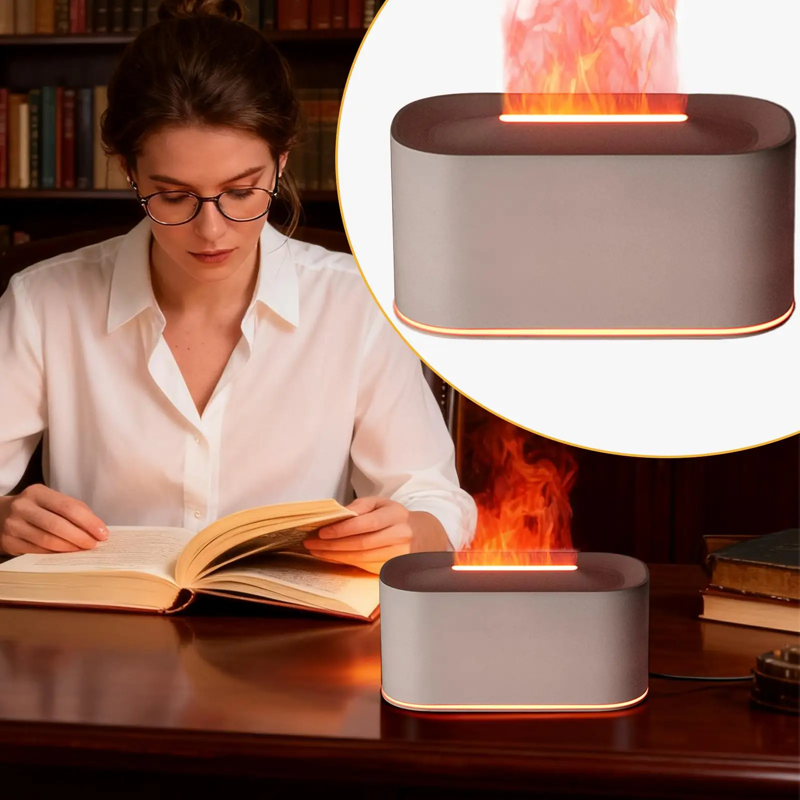 Flame Oil Diffuser 220ml Aromatherapy Device With 7-Color Lights Scent Aroma Diffuser For Homeowners Apartment Living Room