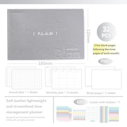 Kinbor Weekly Planner: Time Management & Productivity Guide (Grey Horizontal)