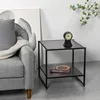 Dane 20 Inch Black Frame Side Table, End Table, Easy Assembly, Rich Black Wood Grain (Espresso) 2
