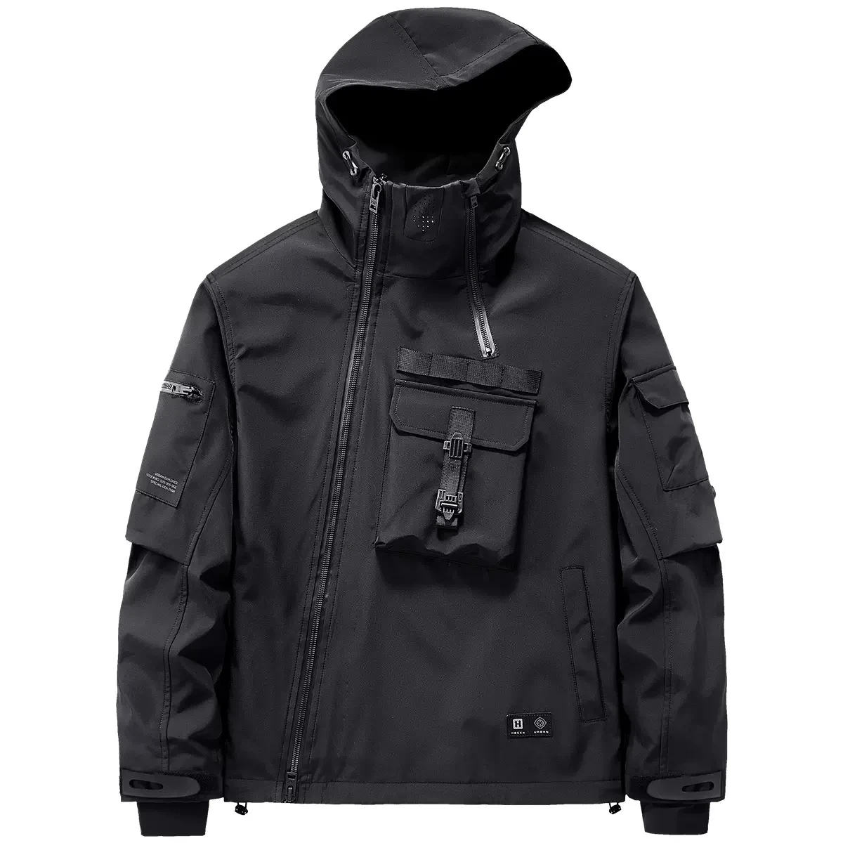 

Tactical Hooded Jackets Military Functional Multi Pockets Coats Windbreaker HipHop Streetwear Male Techwear Men's Clothing