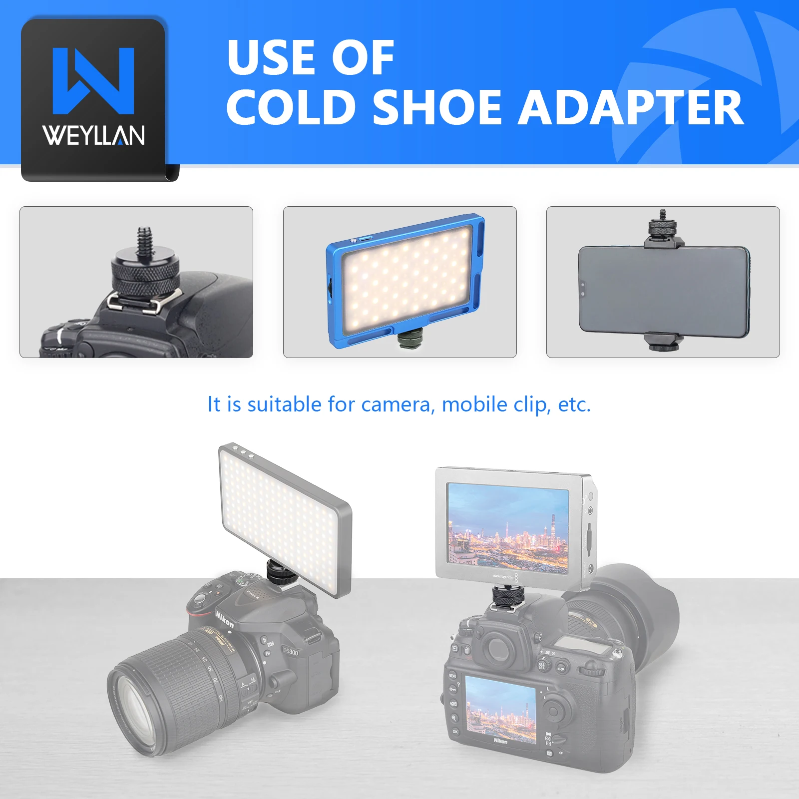 Weyllan G1 Mini tripod Head CNC Metal 18mm Cold Shoe Mount  Mini Ball Head 1/4'' Screw for  Camera Phone Holder Microphone Light