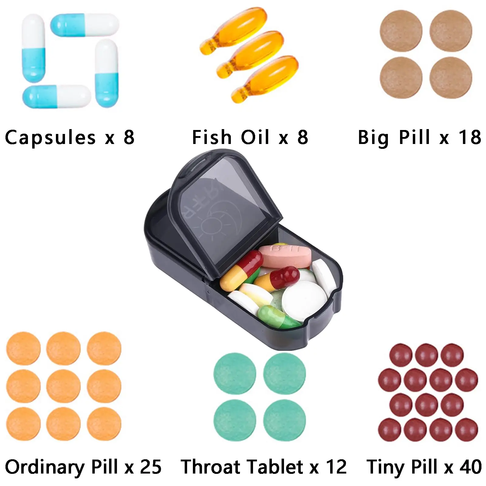 UNTIOR  Portable Weekly Pill Box Morning and Evening Large Capacity Travel with 14 Compartments to Hold Pills Vitamins