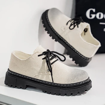 2026 Spring and Autumn New Style Personalized White Wear-Resistant Thick-Soled British Style Men's Shoes Trendy Versatile Performance Ankle Boots 1