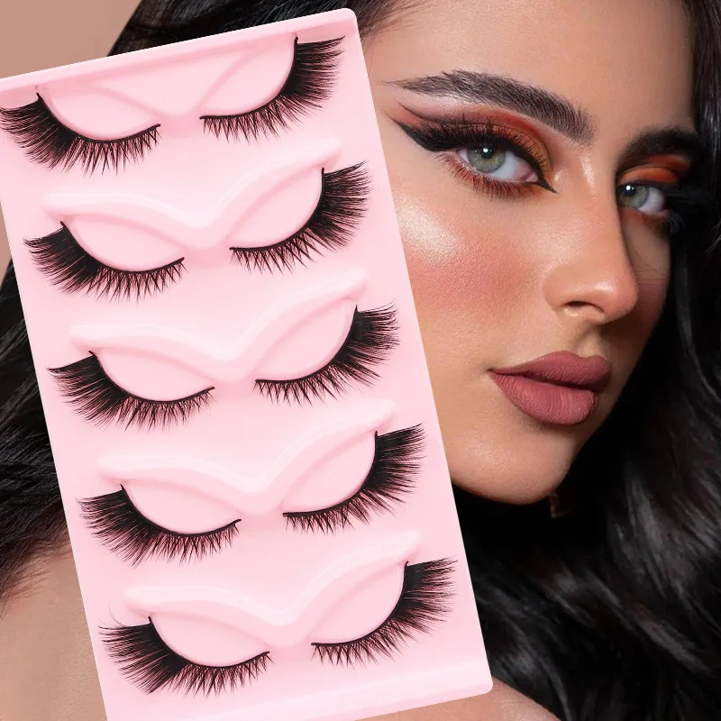 

New Fox Eye Lashes Wispy Faux Mink Lashes Fluffy Comfortable Cat Eye Lashes 5/7/10 Pairs Fake Eyelashes Natural Thick Makeup