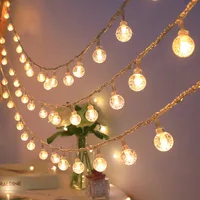3m (118.11in) Warm White LED Bubble Ball String Lights - Waterproof Crystal Globe Fairy Lights Indoor Outdoor Decorative Lights 3