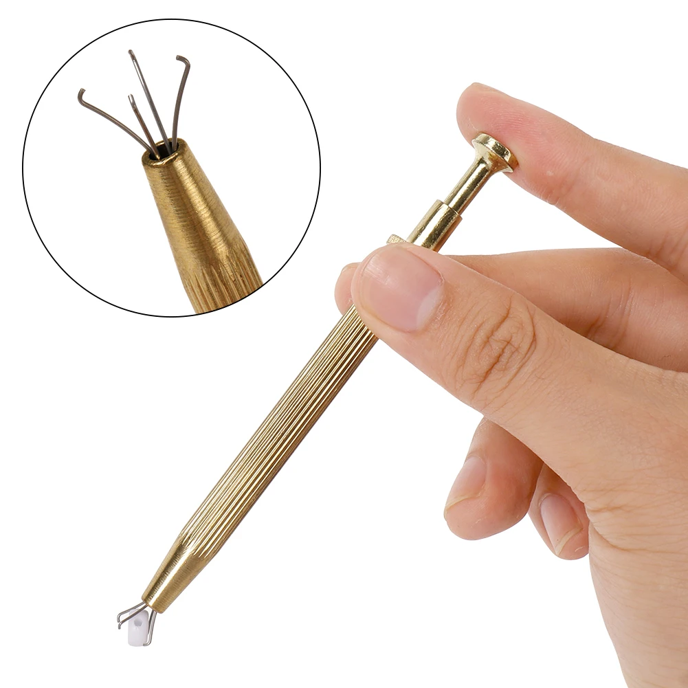 

Piercing Ball Grabber Tool Pick Up Tool with 4 Prongs Holder Diamond Claw Tweezers for Small Parts Pickup IC Chips Gems