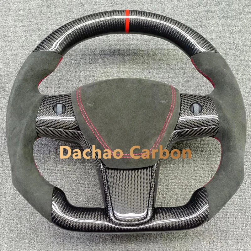 Alcantara Real Carbon Fiber Steering Wheel for Tesla Model 3 Model Y 2016 2017 2018 2019 2020 2021 2022 Customized