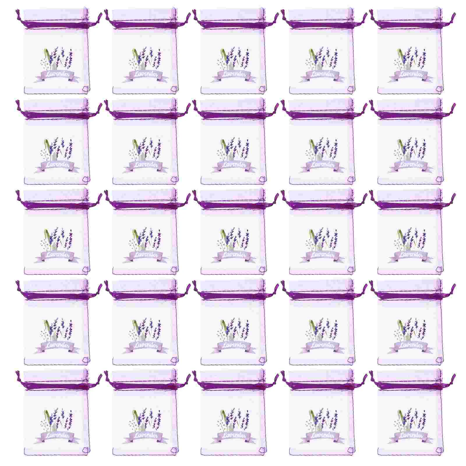 20 Pcs Lavender Sachet Bags Clear Party Favor Wardrobe Small Mesh Drawstring Purple Paper