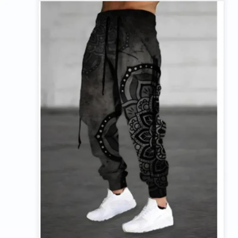 2023 Fall Sports Jogging Trouser For Men Fashion Patchwork Drawstring Design Pattern Print Loose Pants Streetwear Men's Clothing 6