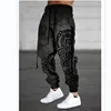 2023 Fall Sports Jogging Trouser For Men Fashion Patchwork Drawstring Design Pattern Print Loose Pants Streetwear Men's Clothing 6
