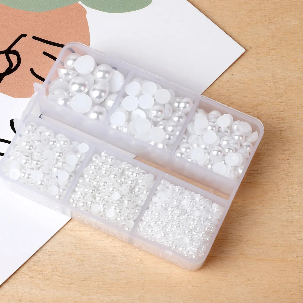 Stone Beads 1 Box Half Round Pearl Beads ABS Flatback Rhinestones For DIY Crafts Sewing Dress Shoes Decoration A0145