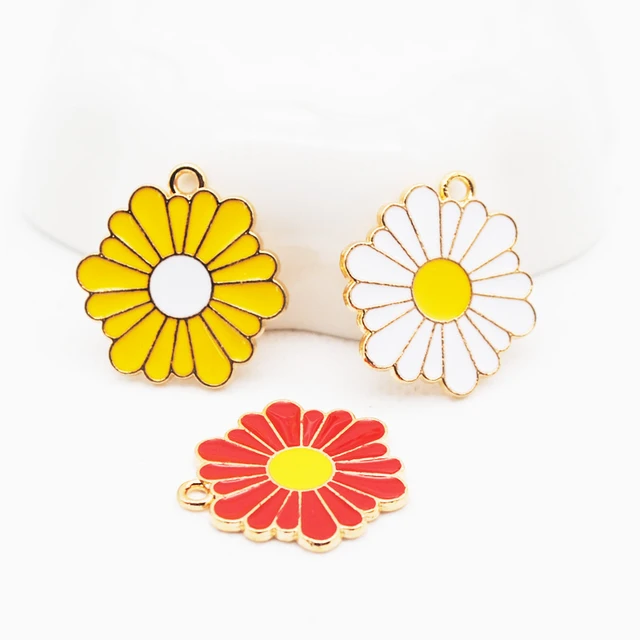 Sunflower Charms Jewelry Making  Enamel Flowers Jewelry Making - 10pcs/lot  Flower - Aliexpress