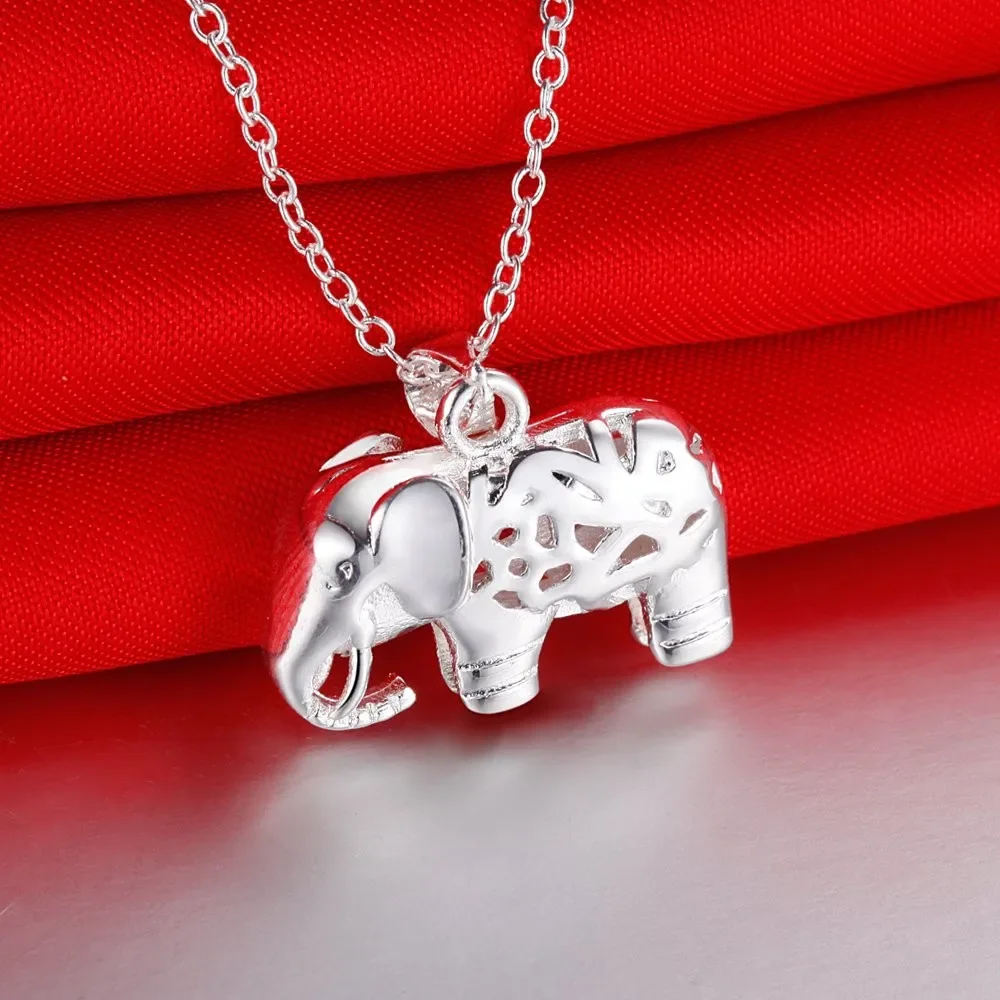 925 Sterling Silver Elephant Pendant Necklace For Women Wedding Accessories Party Jewelry Gifts