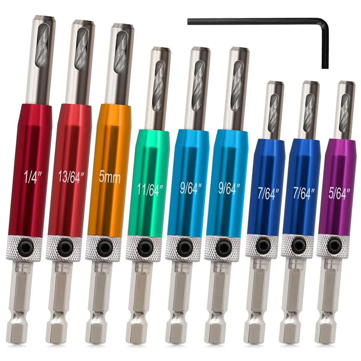 

Self Centering Drill Bit Set 1/4Inch Hex Bit, 5/64In to 1/4In Center Drill Bit Set Custom Hinge Drill Bit Set