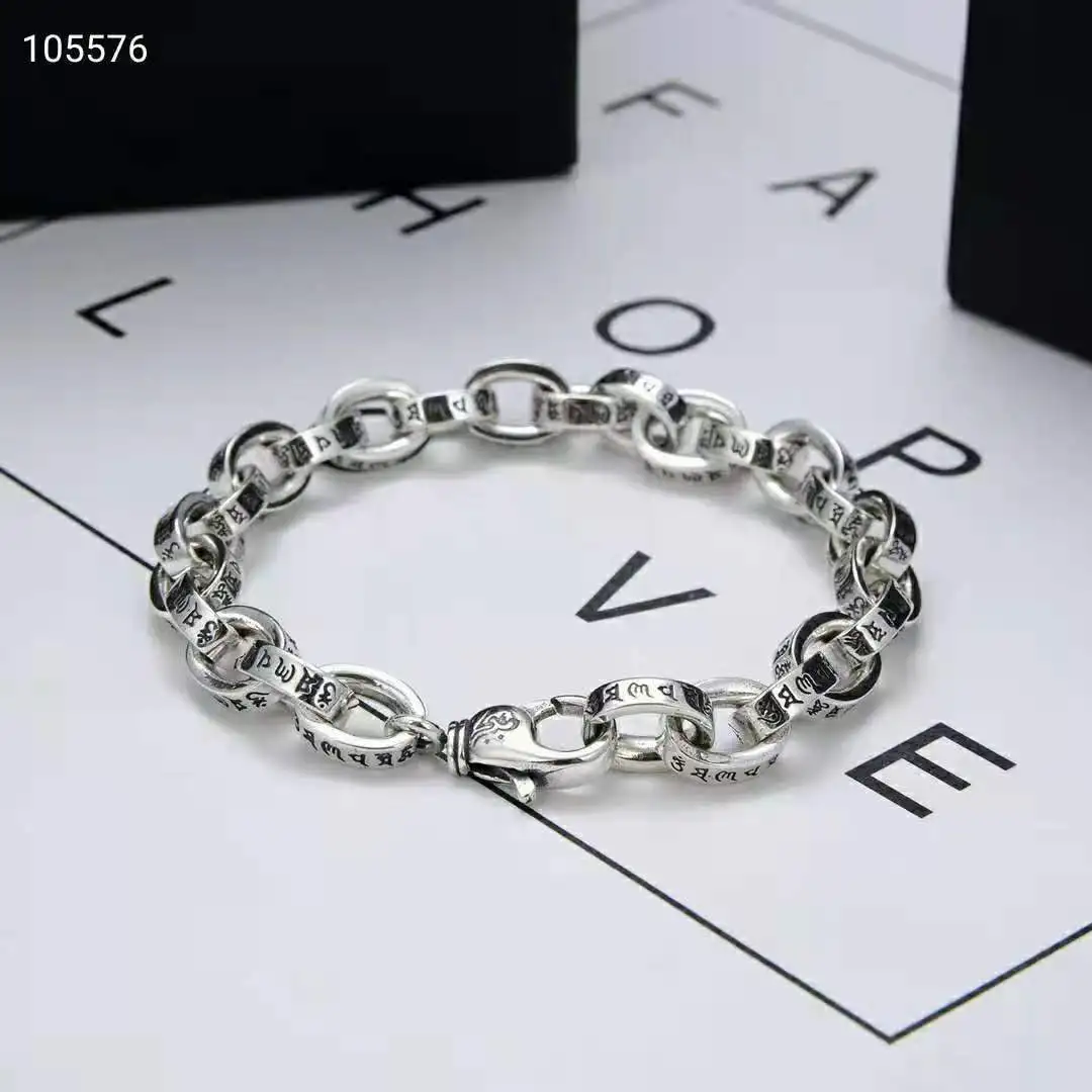

Модные китайские шикарные ювелирные изделия, серебряные ювелирные изделия S925, мужские Индивидуальные агрессивные серебряные браслеты из тайского серебра с шестью словами и истиной