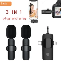 Basix Mini Lavalier Microphone 3-in-1 Outdoor Portable Live Streaming Shooting Interview Mini Multifunction Wireless Microphone