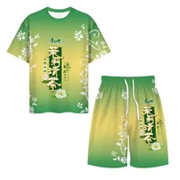 Summer Ice Silk Beverage Printed T-irt round Ne ort Sve Men Women 3D Print Casual Sportswear for Teenagers