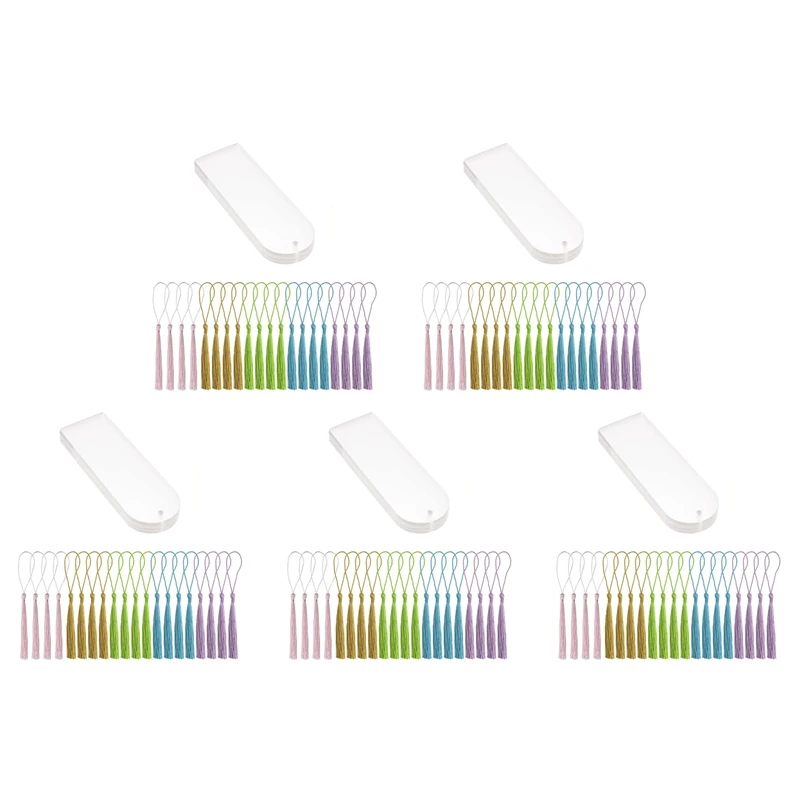 

Blank Clear Acrylic Bookmarks 100Pcs Rectangle Craft Transparent Acrylic Book Markers With 100Pcs Small Bookmark Tassels