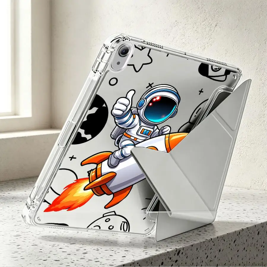 Spaceman Cartoon Tablet Case with Pen Slot Cover
