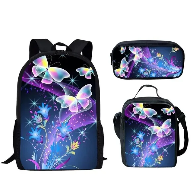 Student School Backpacks with 3D Animal Print, Laptop Backpack, Lunch Backpack, Pencil Case, Popular Harajuku, Beautiful Butterf