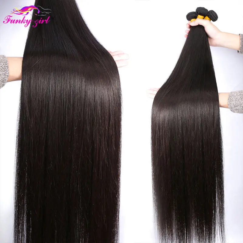 30 32Inch Peruvian Bone Straight Bundles With Closure Transparent 13x4 Lace Frontal With Bundles Hair Weave Bundles With Closure