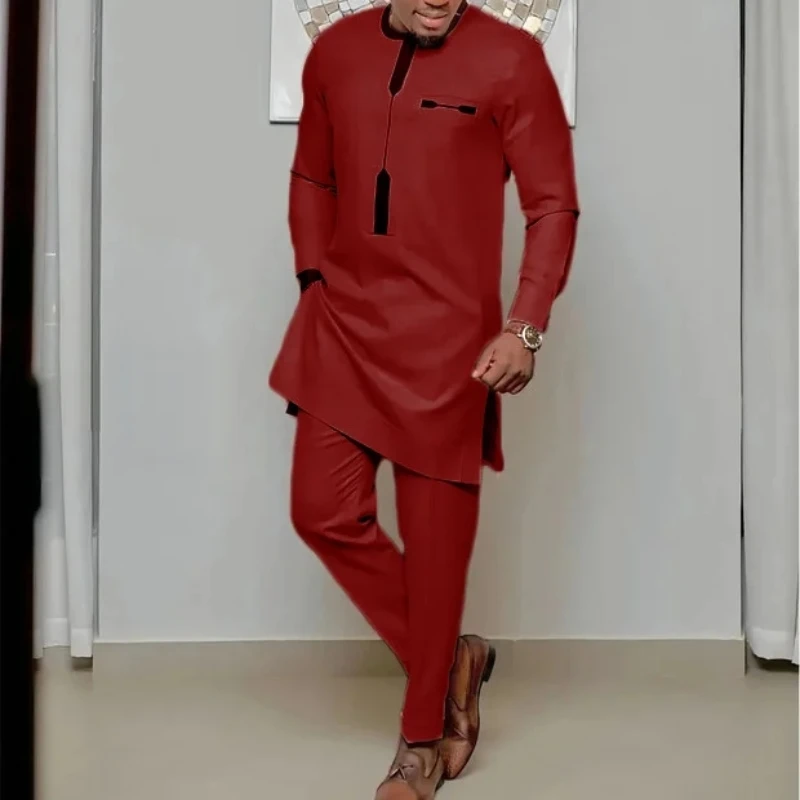 Men's luxury fashion casual print two-piece set