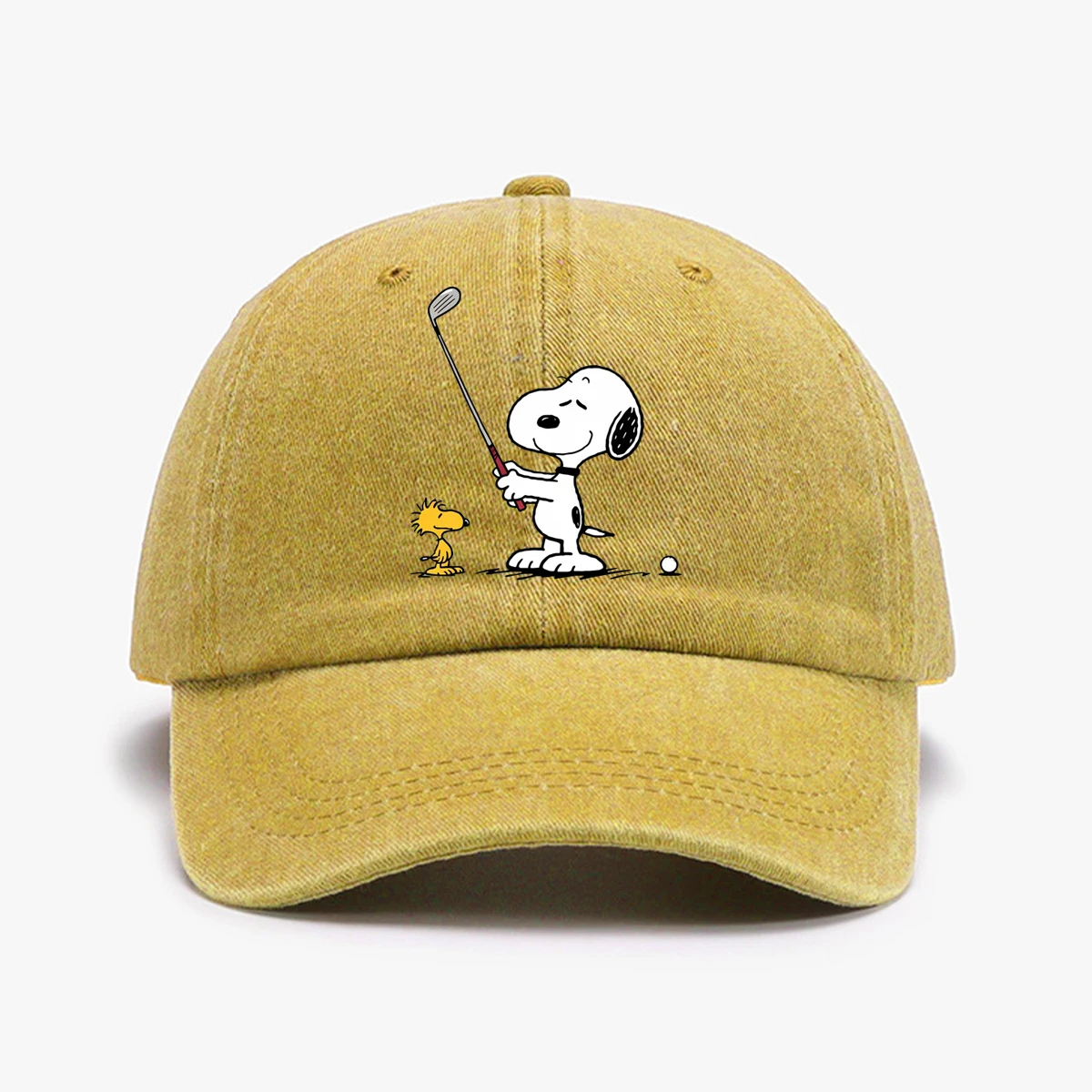1pc "Snoopy" Printed Baseball Cap Unisex Retro Washed Distressed Sun Hat Outdoor Fashion Accessory Hat for Men & Women 3