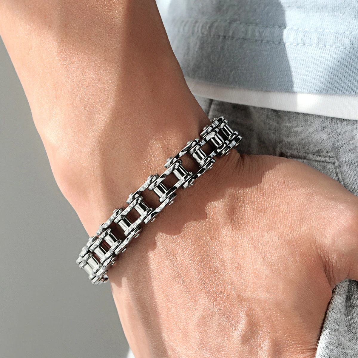 Men's Stainless Steel Biker Chain Bracelet – Punk Fashion Jewelry