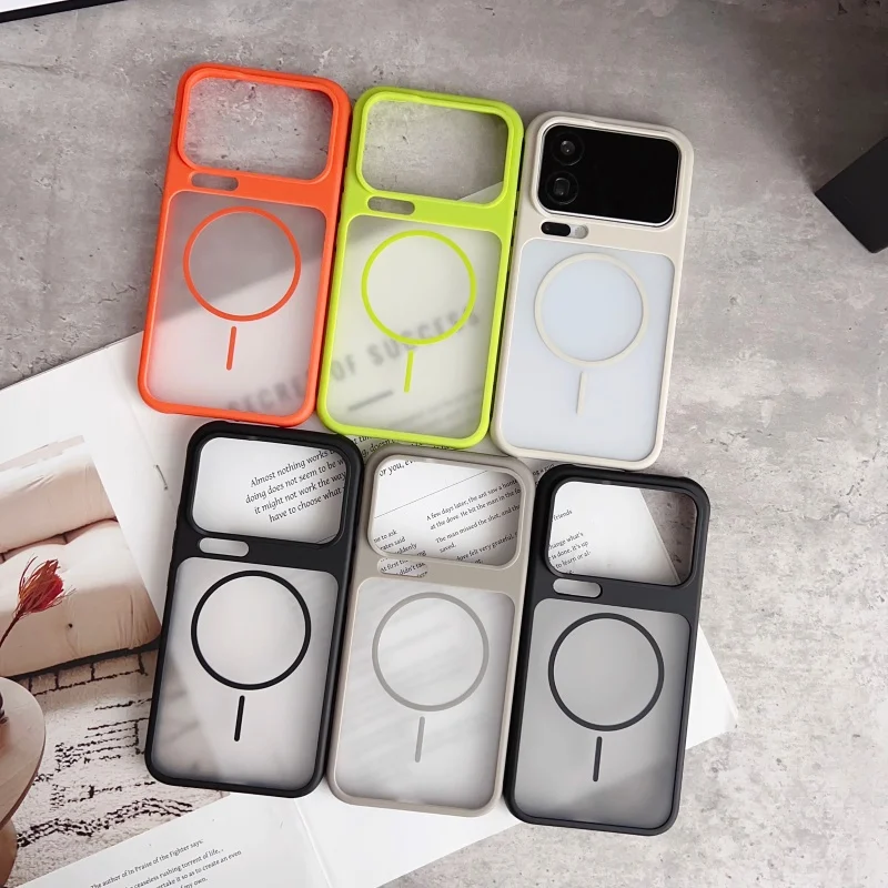 Enhanced Magnetic Shockproof Translucent Armor Case - Matte Finish, Wireless Charging Supported