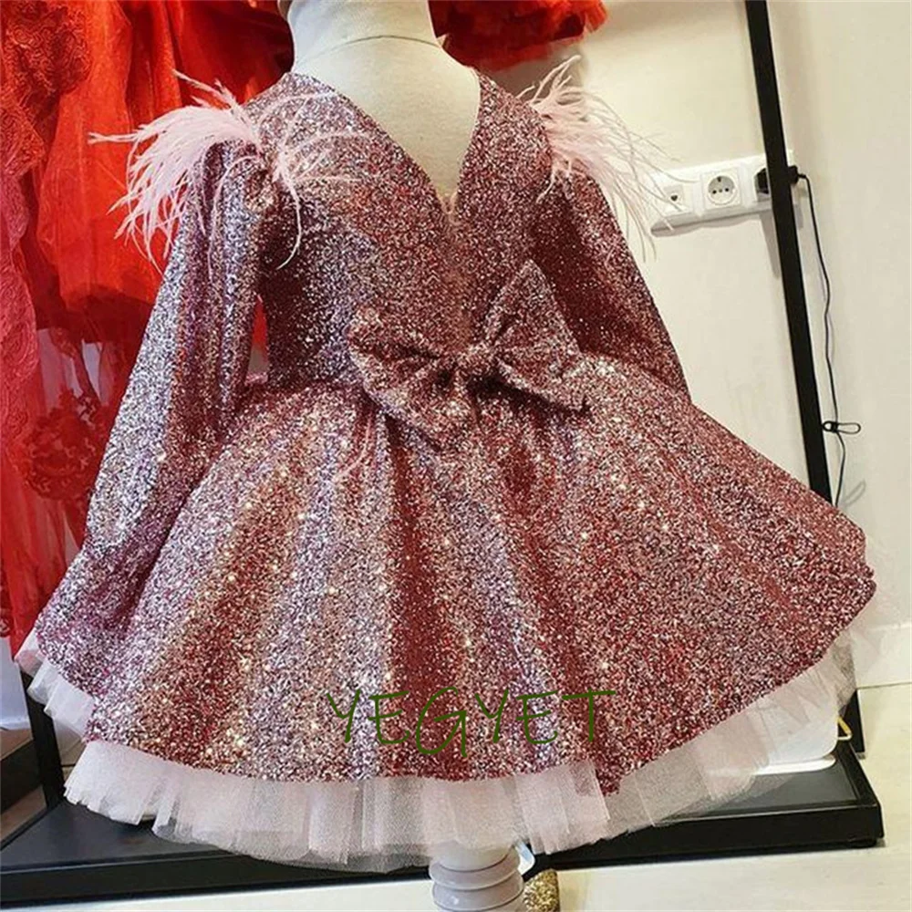 sparkly-sequined-flower-girl-dresses-crew-long-sleeves-bow-knee-length-lilttle-kids-birthday-ball-gown-pageant-weddding-clothes