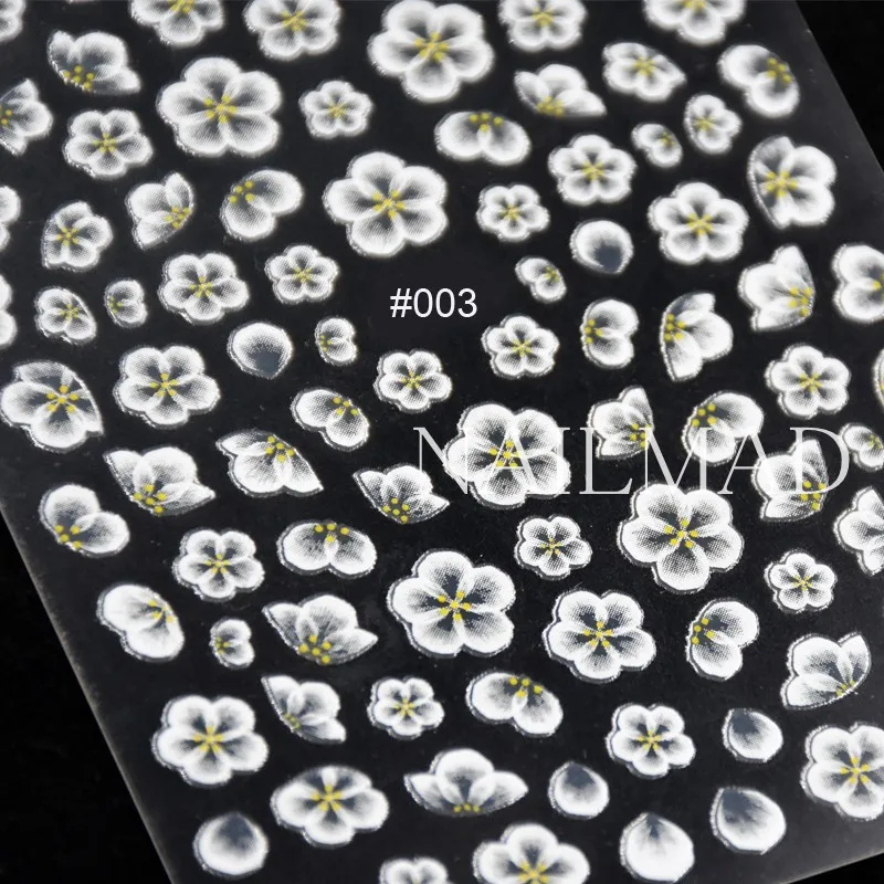 1 sheet Flower Nail Art Stickers White Lace Nail Sticker Acrylic Flower Adhesive Decals Rose Gold Stickers