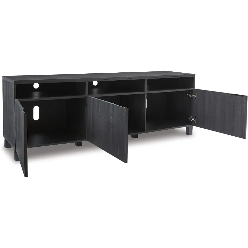 Signature Design by Ashley Yarlow Urban TV Stand Fits TVs up to 68" with 3 Cabinet Doors and Adjustable Storage Shelves, Black 4