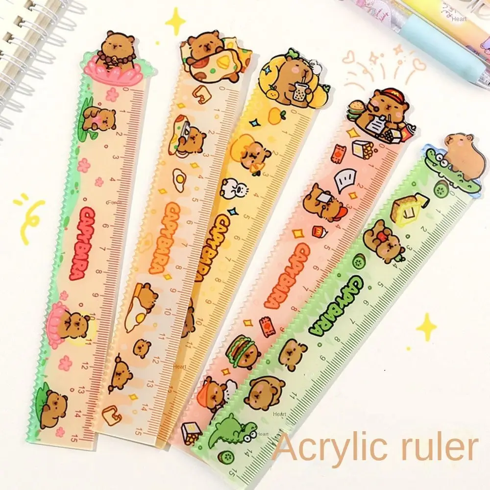 15cm Capybara Ruler School Office Supplies Wavy Lines Drawing Tools Acrylic Cute Cartoon Straight Ruler Standard Measuring Tool stainless steel ruler triangle ruler ruler set drawing ruler straight ruler folding ruler metal ruler plastic ruler quilting ruler rotatable ruler