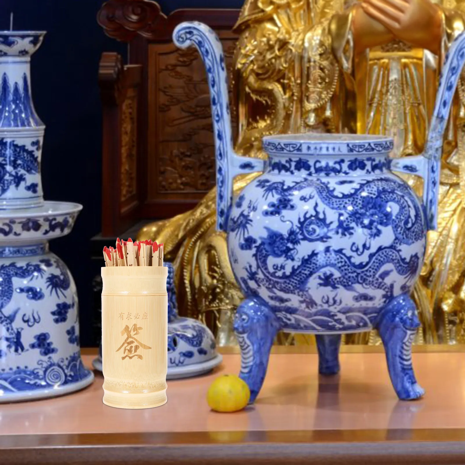 1세트 포춘 스틱 키트, 대나무 스틱, 컵, 책, 불교 점술 도구, 부드럽고 거친 모서리 없음, 친구, 가족, 사원에서 사용하기 좋은 즐거움을 선사합니다