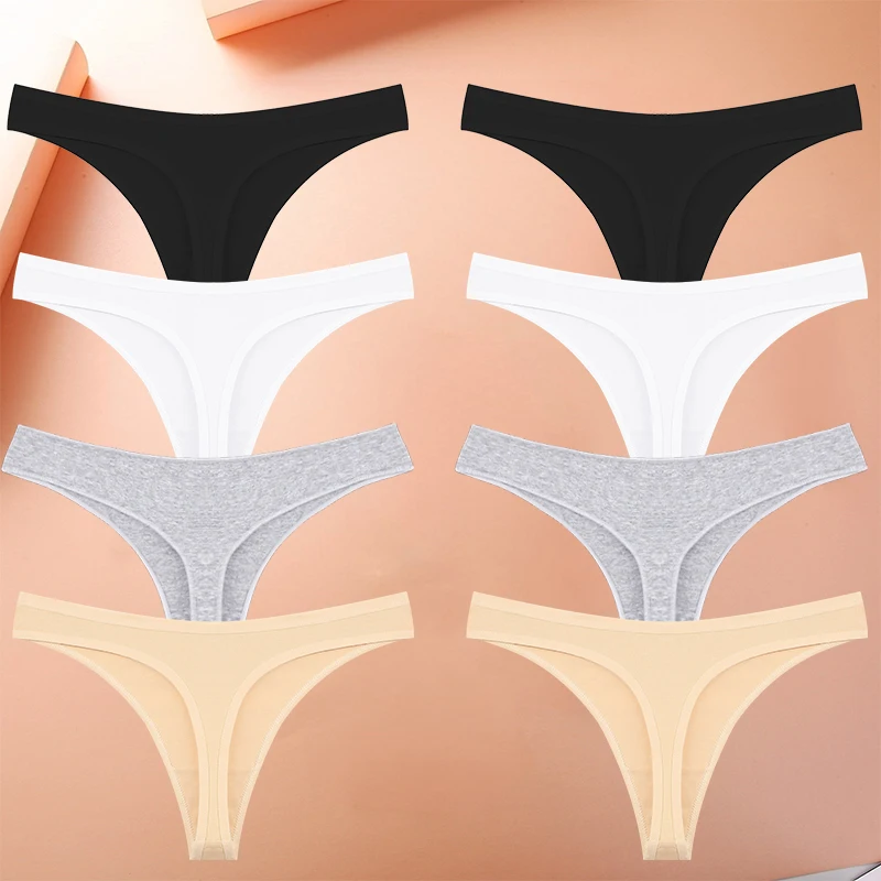 8 sztuk bawełniane majtki seksowne stringi majtki damskie bielizna w kształcie litery V bielizna damska stringi dla kobiety 8 jednokolorowe majtki intymne