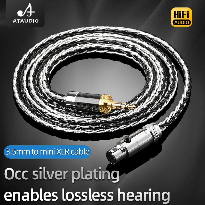 ATAUDIO HiFi Headphone Cable OCC Silver Plated 2.5 3.5 4.4 6.5mm to Mini XLR  Balanced Earphone Cable for AKG Q701 H118 Series